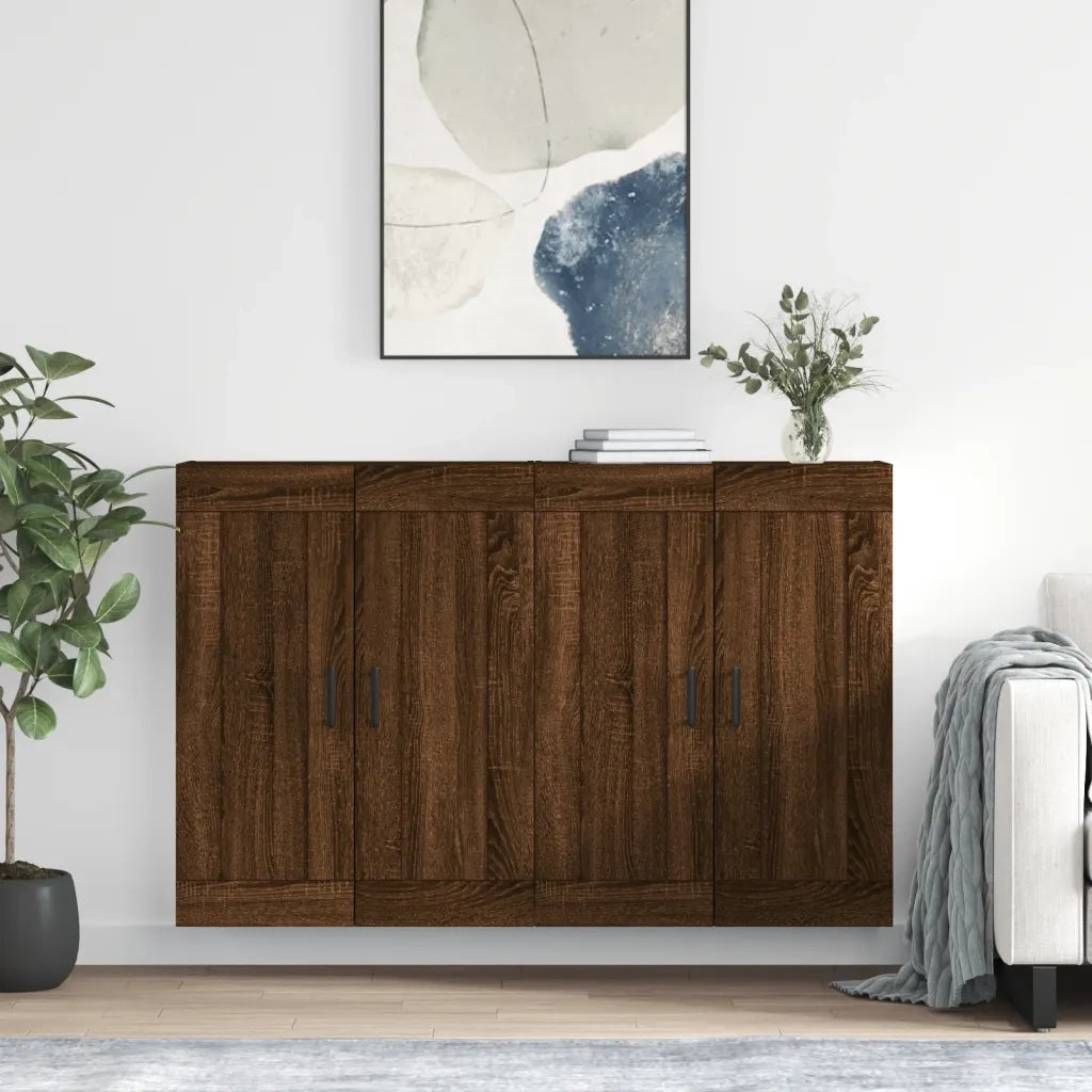 Armadietti a Parete 2 pz Rovere Marrone in Legno Multistrato 3198032