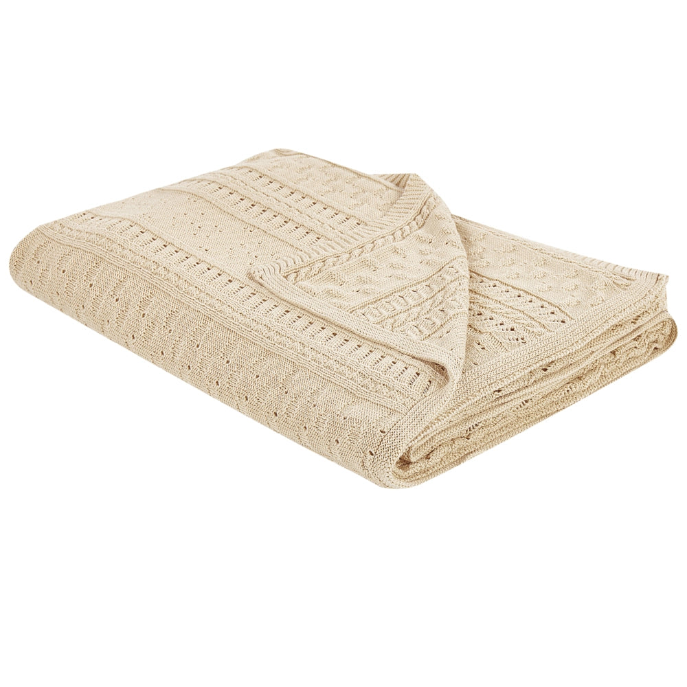 Copriletto Beige Tessuto di cotone 150 x 200 cm Decorativo Biancheria da letto Design Classico Camera da letto