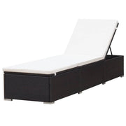 Lettino prendisole sedia a sdraio lettino prendisole letto da giardino mobili da esterno per patio con cuscino resina intrecciata marrone 02_0012513