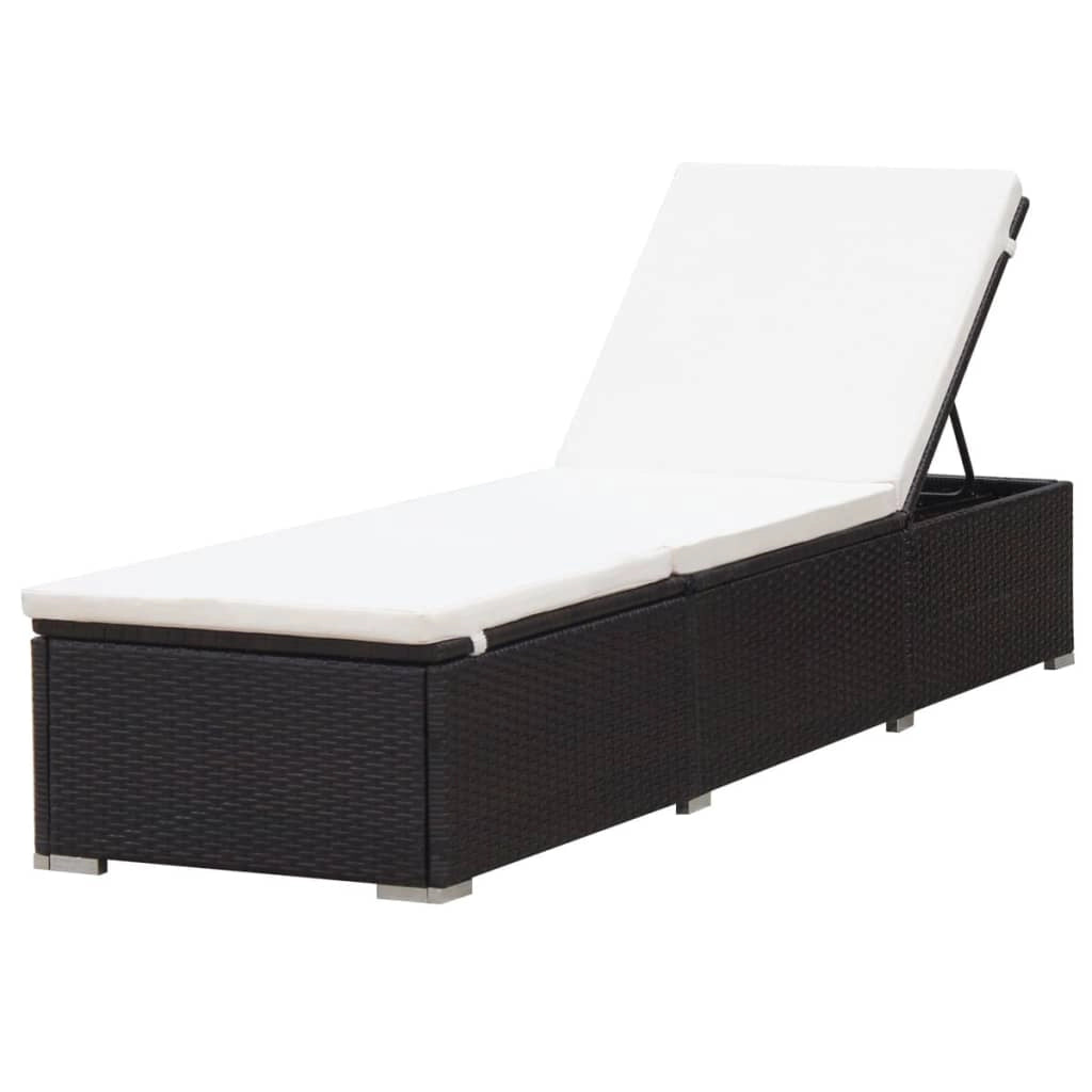 Lettino prendisole sedia a sdraio lettino prendisole letto da giardino mobili da esterno per patio con cuscino resina intrecciata marrone 02_0012513