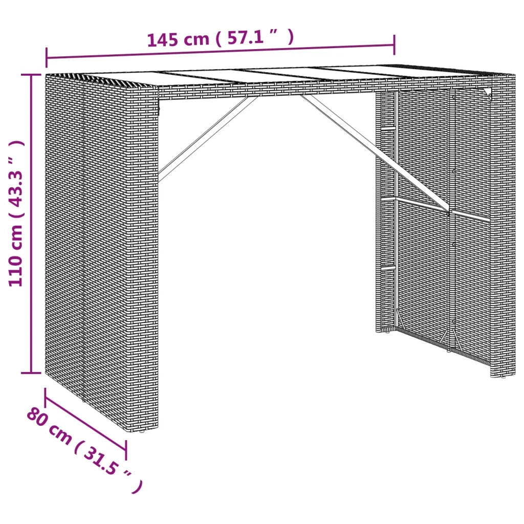 Set Bar da Giardino 7 pz con Cuscini in Polyrattan Nero 3187621