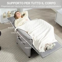 Poltrona Reclinabile Elettrica con Telecomando e Poggiapiedi, in Tessuto Effetto Velluto, 80x83x104 cm, Grigio