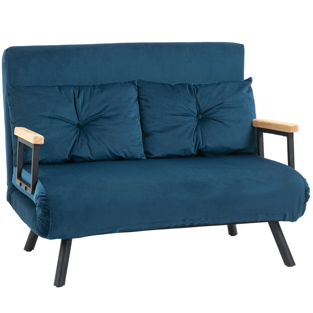 Poltrona letto 102x73x81 cm reclinabile fino a 180° con struttura in acciaio blu