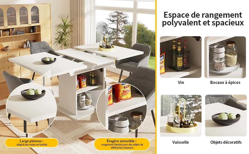 Tavolo da Pranzo Allungabile con Ripiani ¨C MINIMAL ¨C Legno Naturale/Nero 140x80 cm