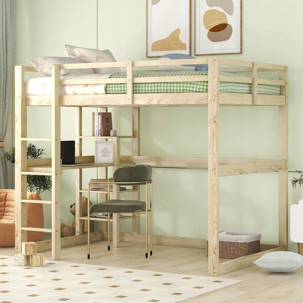 Letto a castello in legno con scrivania - Xylo - 140x200 cm senza materasso