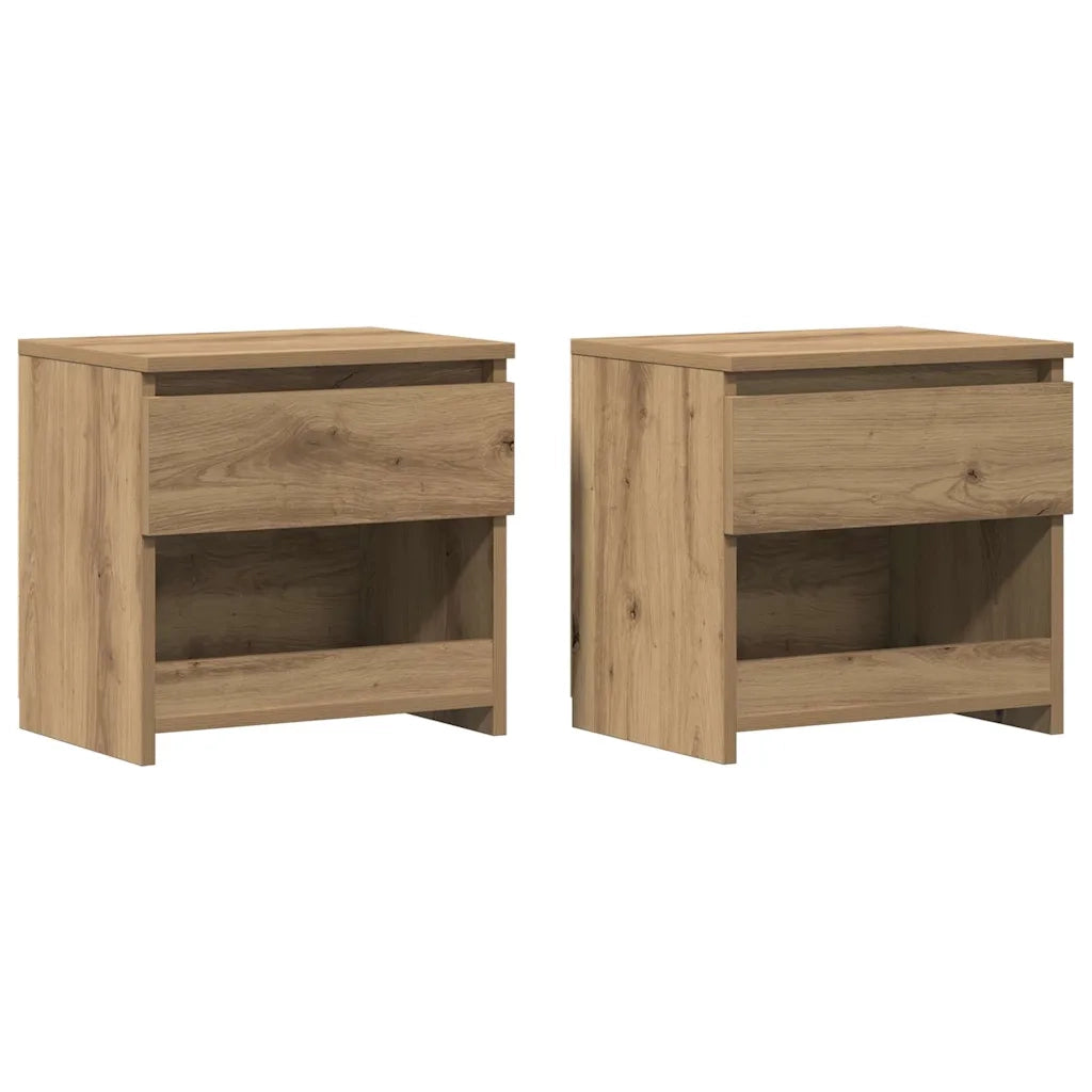 Comodini 2pz Rovere Artigianale 40x30x39cm in Legno Multistrato 856409