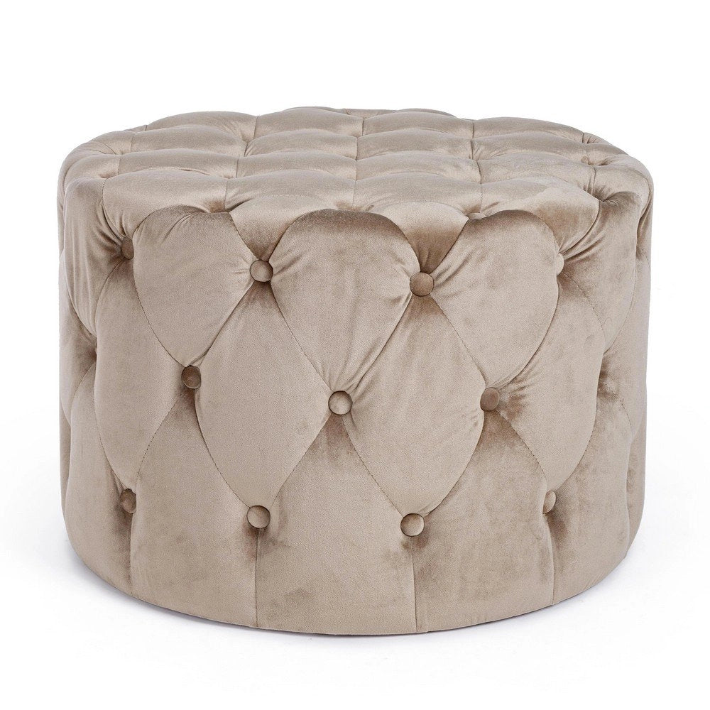 Pouf in Velluto Tortora Moderno da Interni - LEWIS