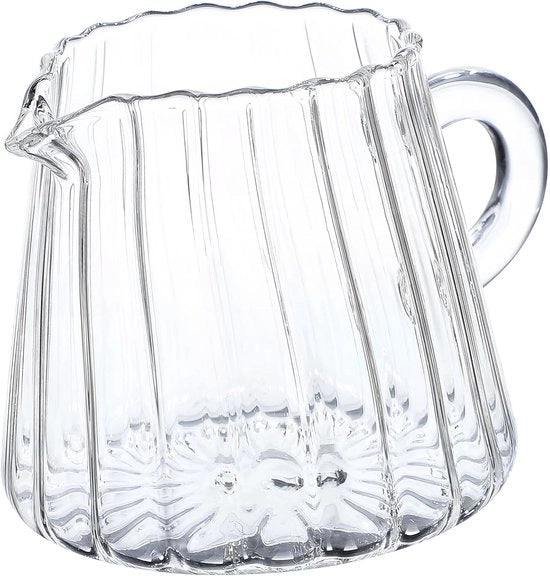 Melkkan in vetro trasparente, mok per latte, vaso per latte, melkkan con cremificatore, vaso per latte e crema, bicchiere per colazione, bicchieri per latte