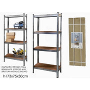 Trade Shop - Scaffale In Metallo Zincato 4 Ripiani Fino A 240kg Antiruggine 173 X 75 X 30 Cm -