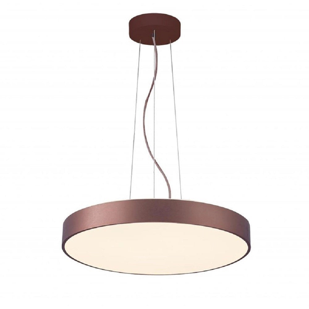 Trade Shop - Lampadario Cerchio 40 Cm Led 43 W Lampada Up Down Sospensione 2 Temperature Luce - Marrone