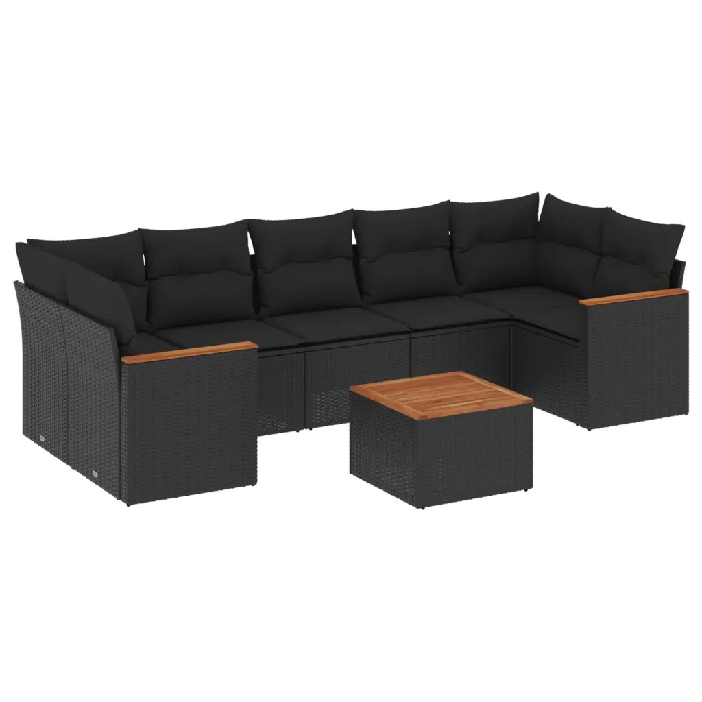 Set Divani da Giardino con Cuscini 8 pz Nero in Polyrattan 3258212