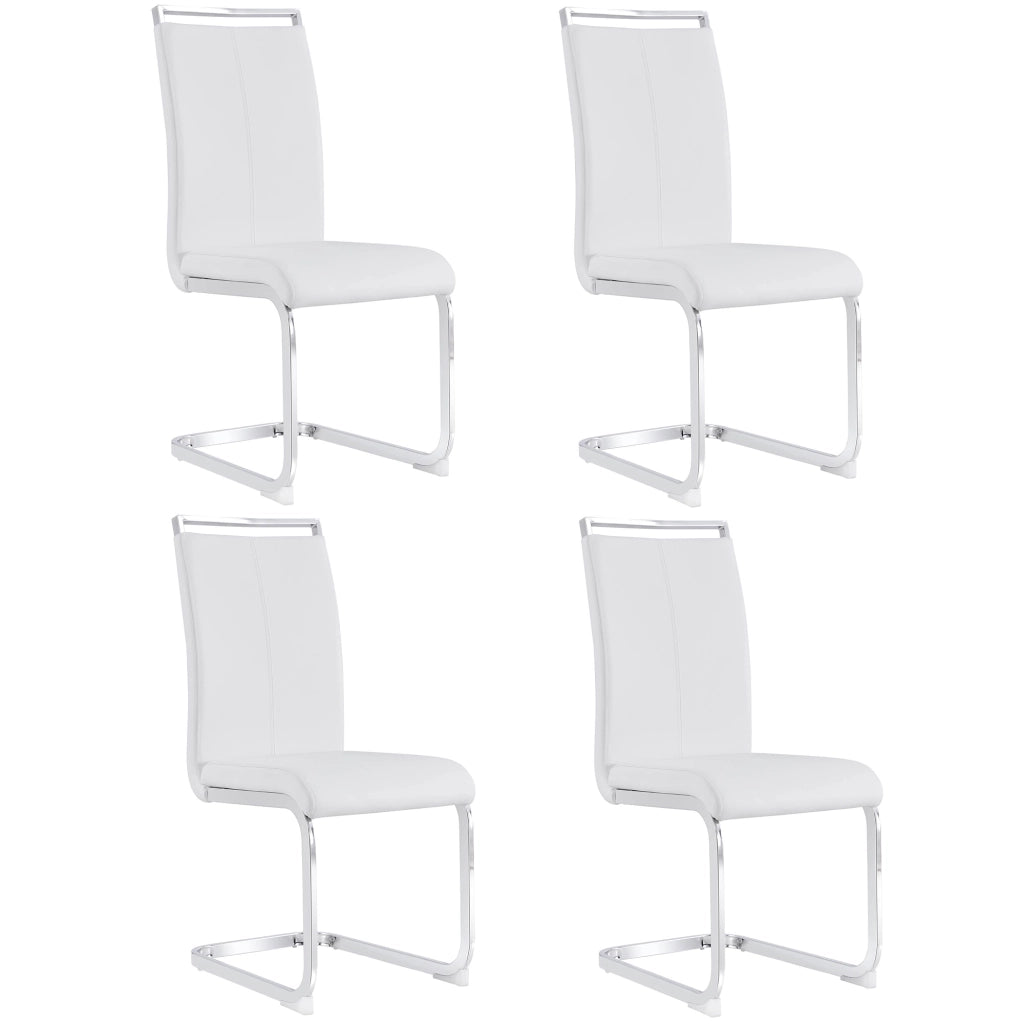 Freischwinger - Zephmum - Verchromtes Metallgestell, 120 kg belastbar, Kunstlederbezug, Wei? (Set 4 St)