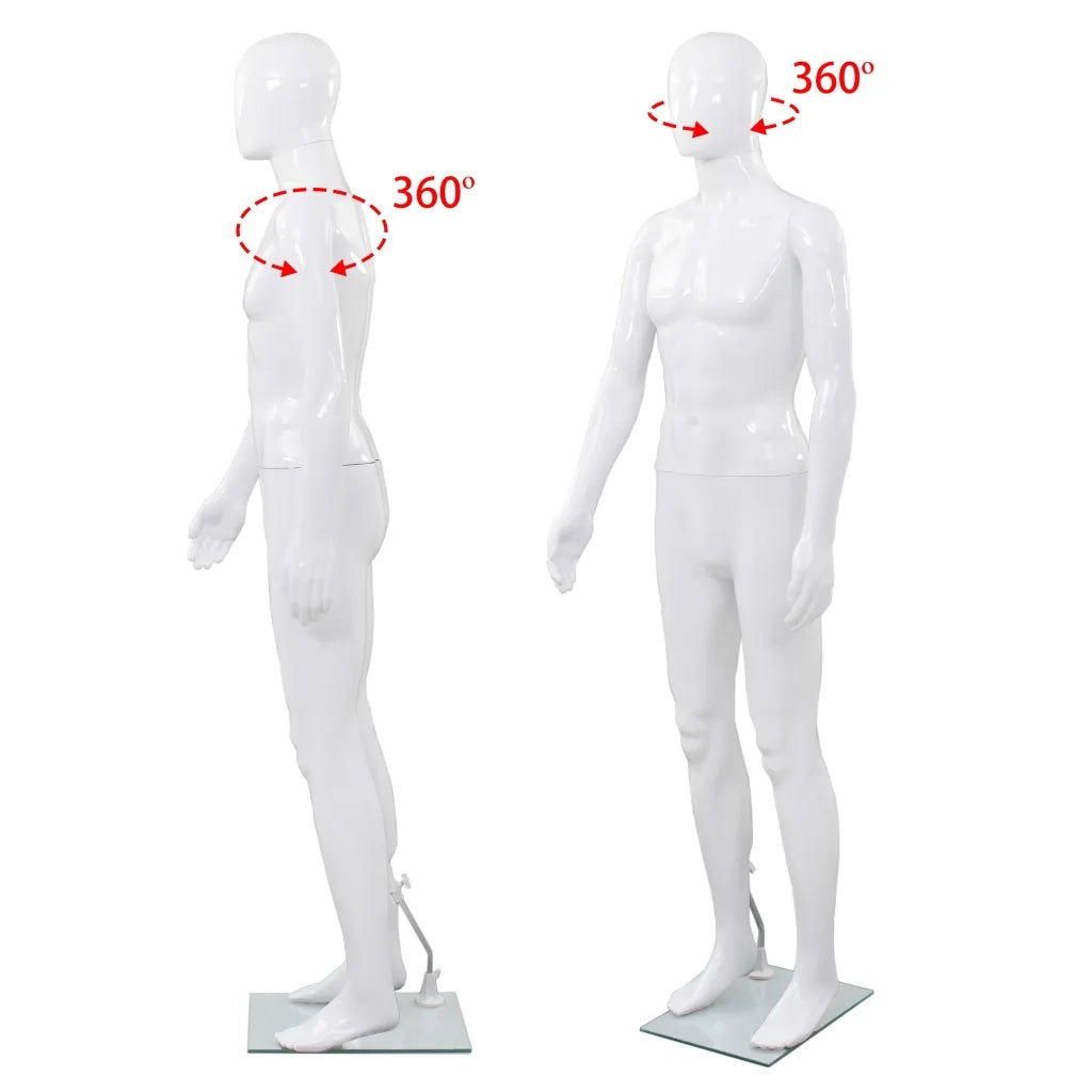 Manichino Uomo Figura Intera Base in Vetro 185 cm Bianco Lucido CFW4774452