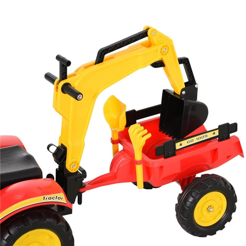ESCAVATORE CAVALCABILE PER BAMBINI CON PALE E VOLANTE 179X42X59 CM MULTICOLORE