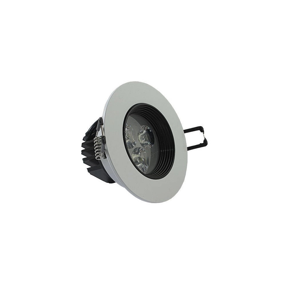 Trade Shop - Faretto Led Incasso A Molla Con Alette 3 5 7 9 12 15 18 W Cornice Telaio Bianco - -bianco Freddo-3 Watt