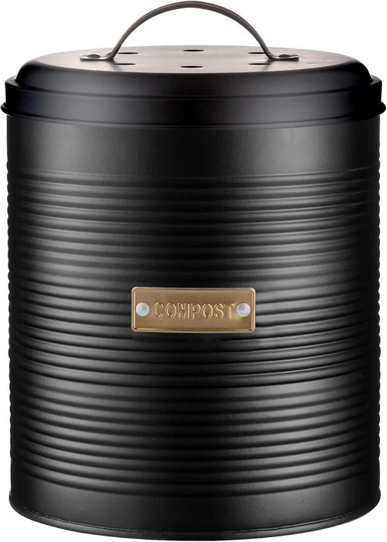 Cassetto di Compostaggio Otto Black 2,5 Litri - Cassetto Duraturo per Rifiuti Cucina per Compostaggio e Separazione Rifiuti di Giardino