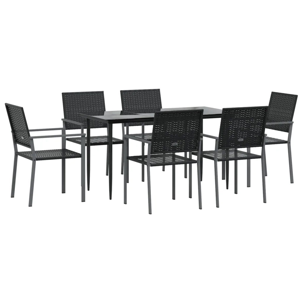 Set da Pranzo da Giardino 7 pz in Polyrattan e Acciaio