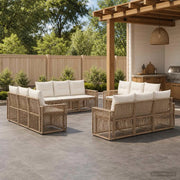 Set Divano da Giardino 12 pz Beige e Bianco Crema polyrattan 3435075