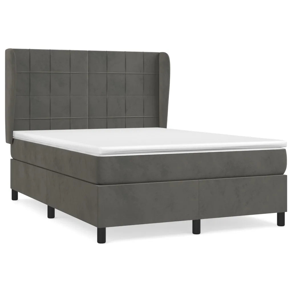 Giroletto a Molle con Materasso Grigio Scuro 140x200 cm Velluto 3129214