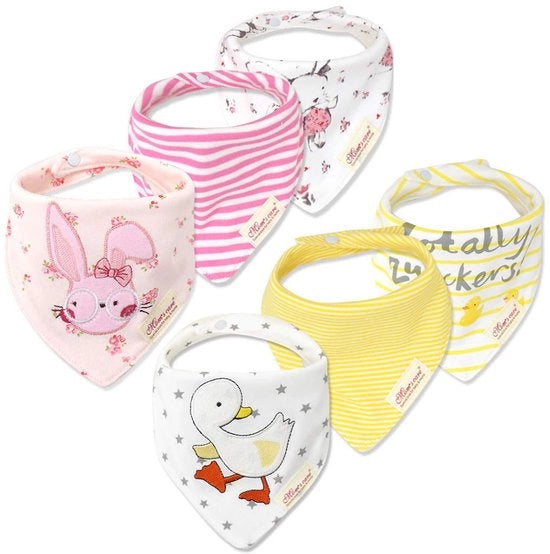 Set di sciarpe per bambini da 6, morbide e assorbenti tessuti quadrati con disegni carini per ragazze