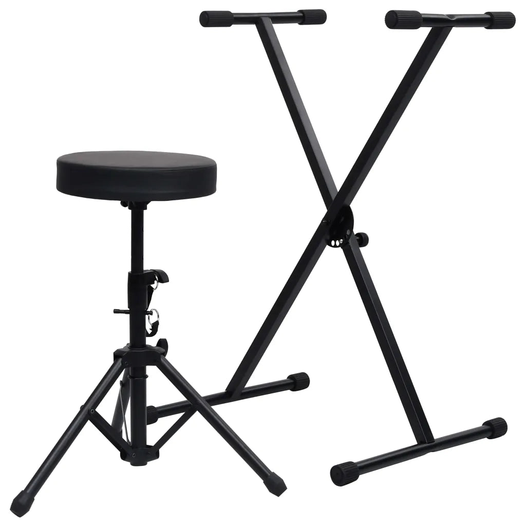 Set Supporto per Tastiera con Sgabello Nero CFW5996461