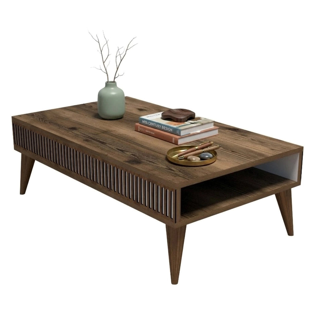 Sangiano, Tavolino da Salotto con Piedini, 105x60x35h cm Marrone Noce