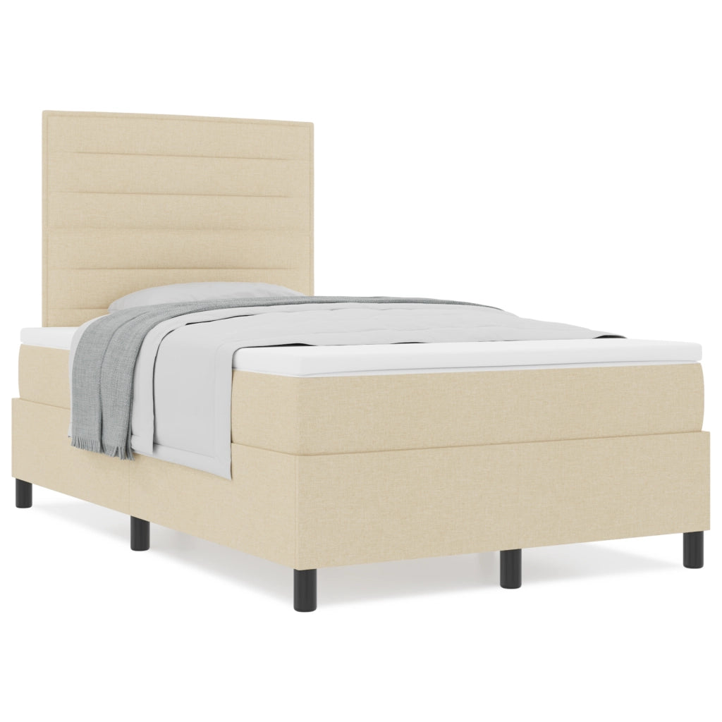 Letto a Box Spring con Materasso Crema 120x200 cm Tessuto