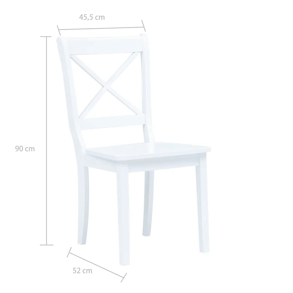 Sedie da Pranzo 6 pz Bianche in Legno Massello di Hevea 277543