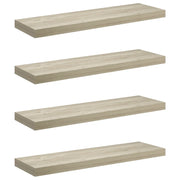 4 pz Scaffali a Parete | Ripiano a parete | Mensole a Parete Rovere 80x23,5x3,8 cm in MDF