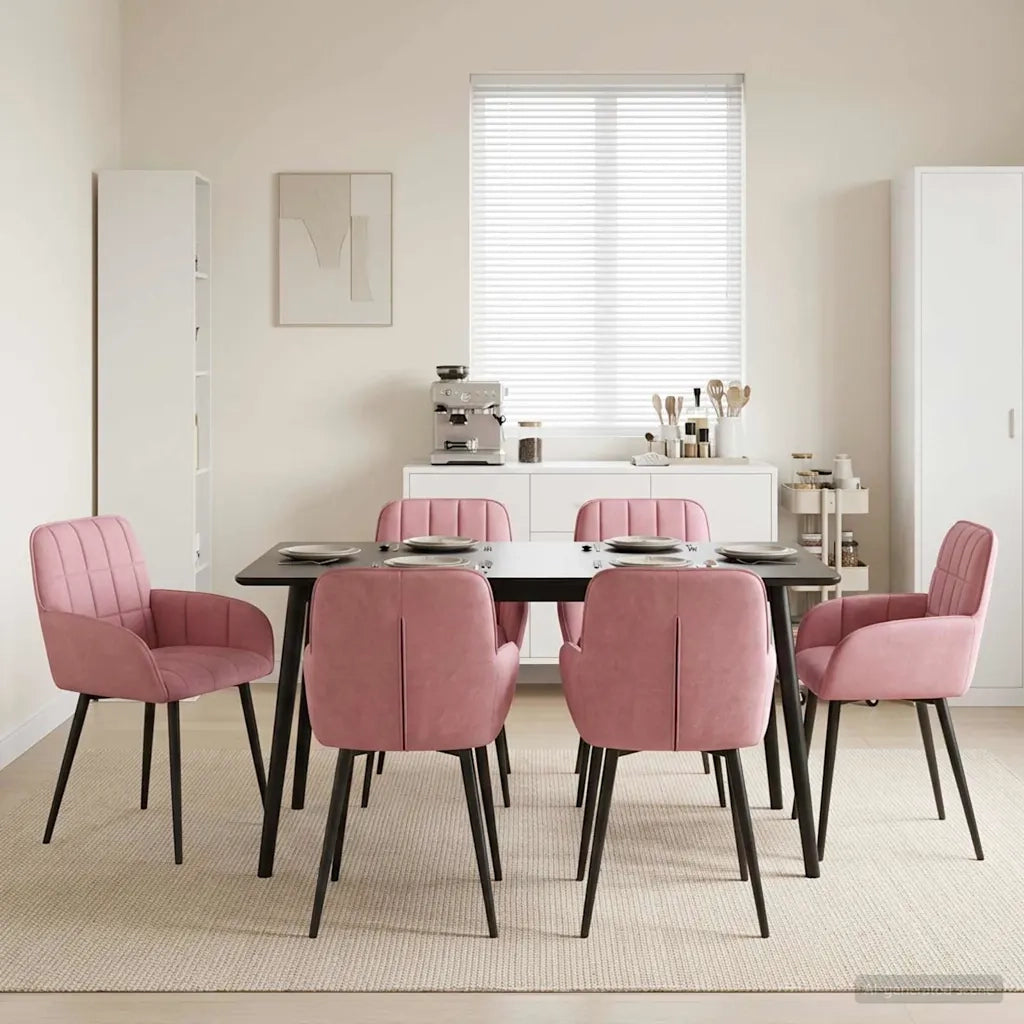 Sedie da pranzo 6 pcs Velluto (V) Rosa 56,5 x 50 x 86 cm 3428178