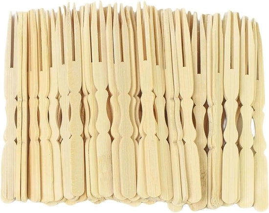 Fork per Frittelle in Legno da 100 pezzi per Festa e Campeggio