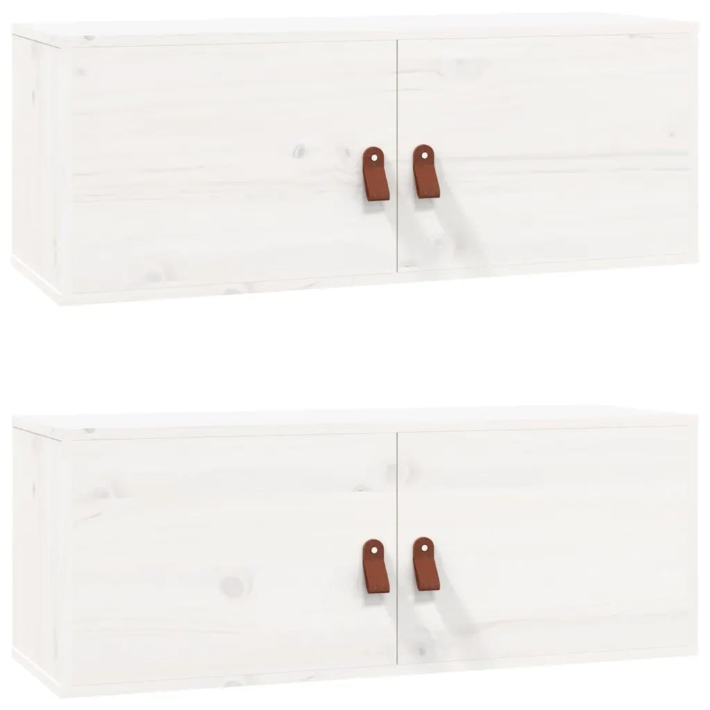 Pensili 2 pz Bianchi 80x30x30 cm in Legno Massello di Pino CFW5869882