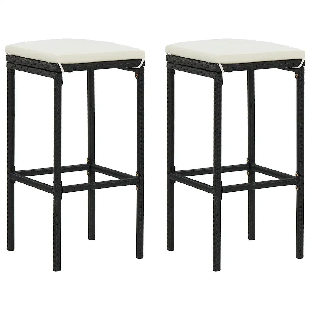 Set Bar da Giardino 3 pz | Set Salotto da Giardino con Cuscini Polyrattan Nero