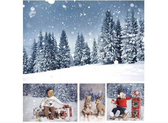 Telaio per foto di sfondo di Natale, paesaggio bosco, 9x6ft