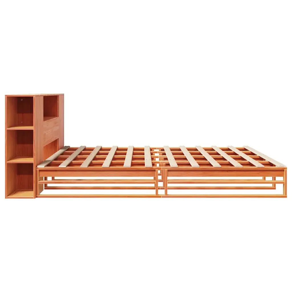 Letto Libreria senza Materasso Marrone Cera 200x200 cm Legno 3323889