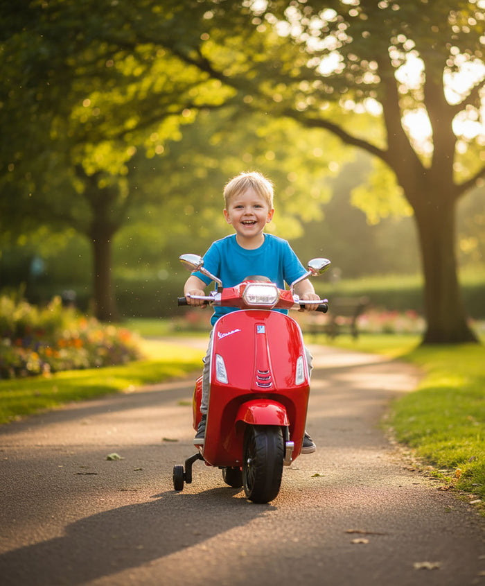 Scooter Elettrico per Bambini Licenza Ufficiale Piaggio Vespa 12V 4,5Ah Rosso
