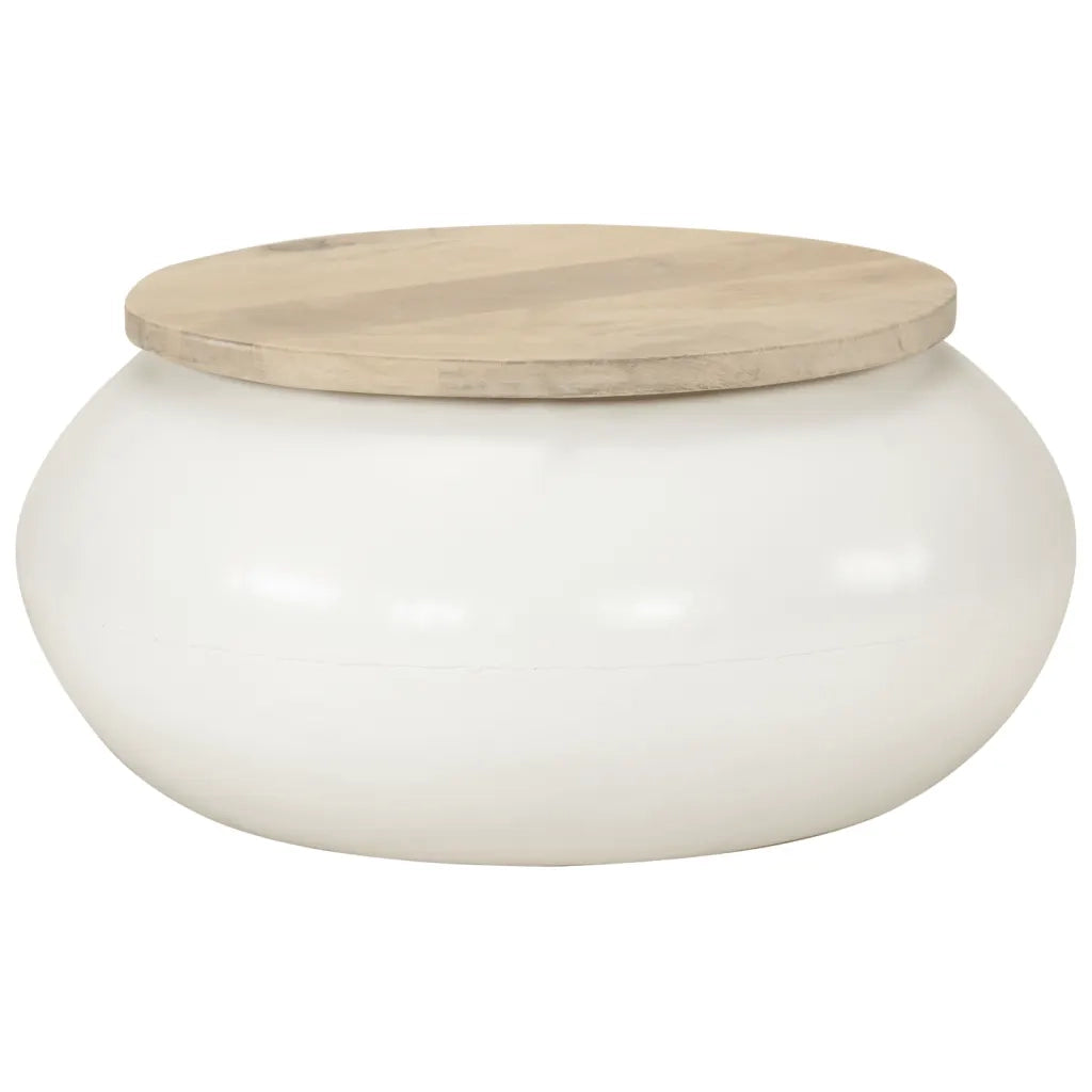 Tavolino da Salotto Bianco 51x51x27 cm Legno Massello di Mango 352052