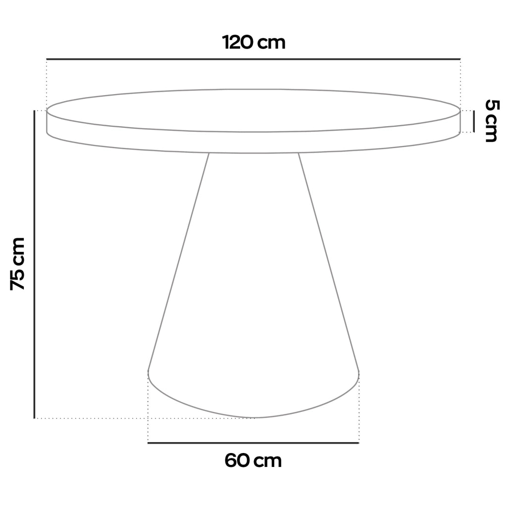 Artù Brass - Tavolo da pranzo rotondo ⌀ 120 cm in legno laminato con base a cono in metallo, top nero