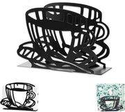 Servethouder verticale in stile tazza - Fatto di acciaio inossidabile - Duurzaam - Nero - 13*10*4CM - Adatto per decorazione cucina, ristorante e bar