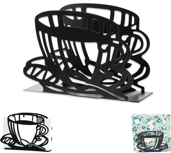 Servethouder verticale in stile tazza - Fatto di acciaio inossidabile - Duurzaam - Nero - 13*10*4CM - Adatto per decorazione cucina, ristorante e bar