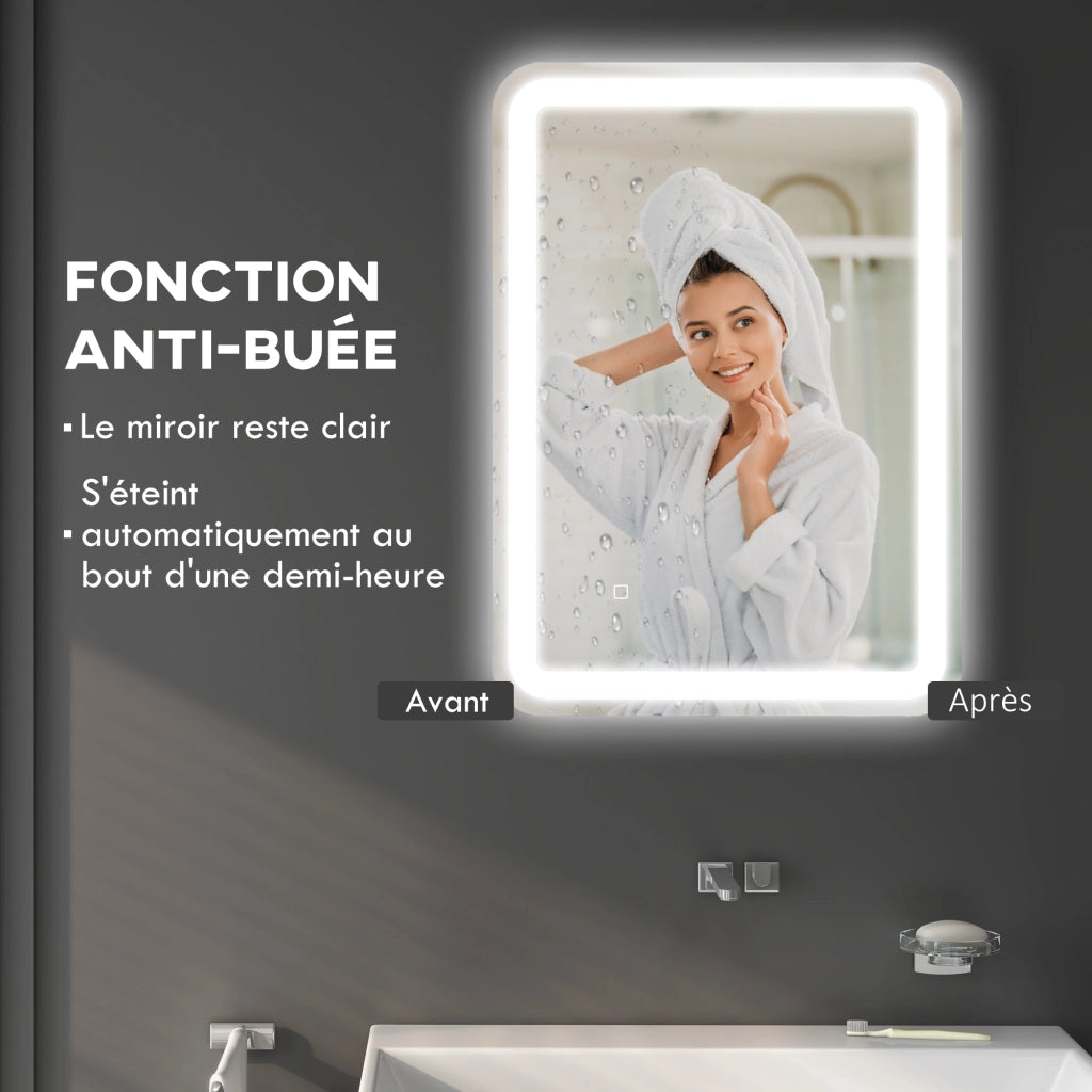 Specchio da Bagno LED Antifumo ¨C zephmum ¨C 70x50 cm Argento