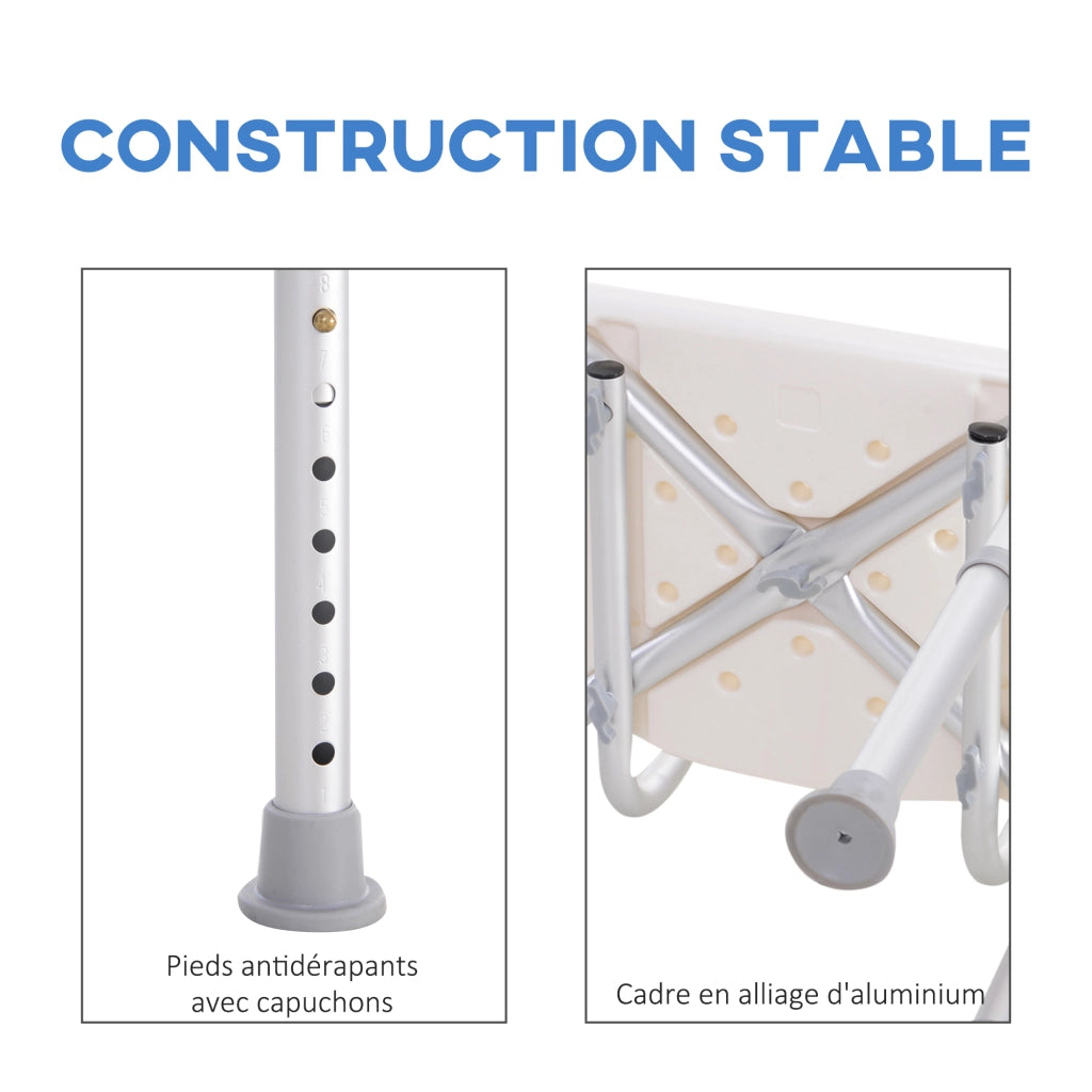 Sgabello da Doccia Ergonomico Regolabile ¨C zephmum ¨C Bianco Antiscivolo 136 kg