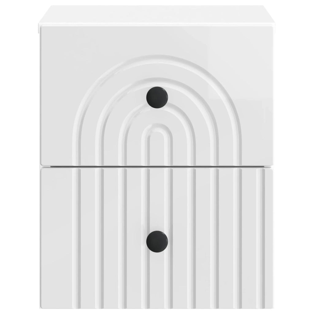 Mobiletto da notte a muro 2 pcs Bianco Lucido 33 x 34,5 x 40 cm