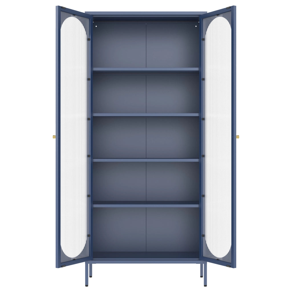 Armadio in metallo e vetro blu-grigio 180 cm YASMINE