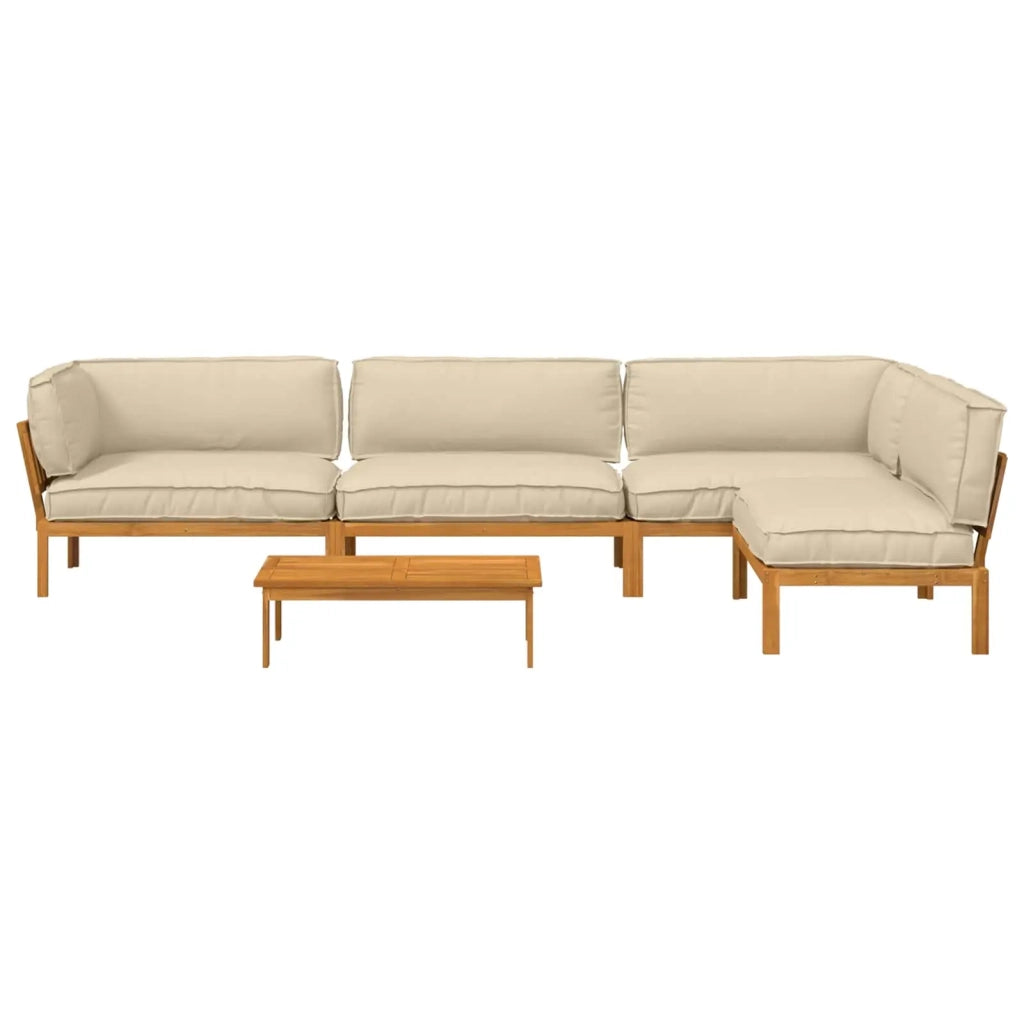 Set di divani con cuscino 5 pcs Beige Legno di Acacia Massello 3418577