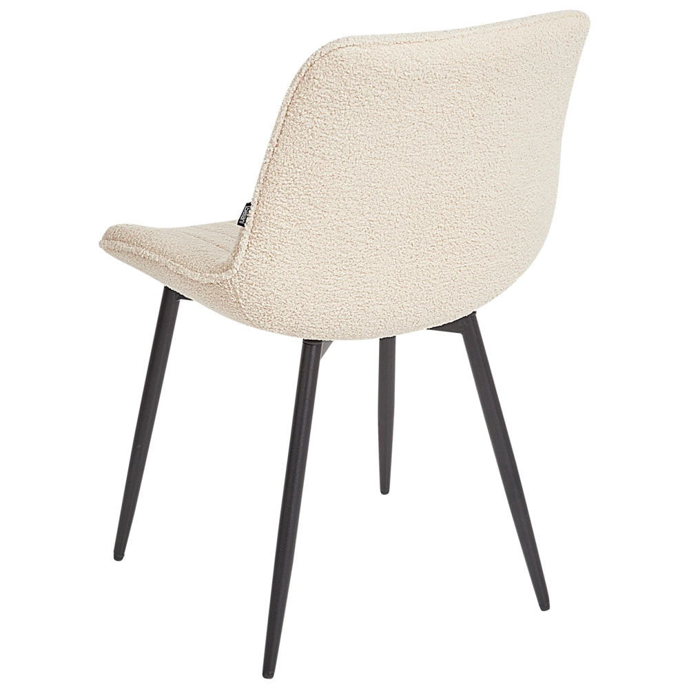Set di 2 sedie da pranzo in tessuto bouclè beige chiaro con gambe in acciaio nero senza braccioli set da pranzo salotto soggiorno moderno