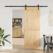 Porta scorrevole NARVIK Naturale e Nero 80 x 210 cm (213,5 cm)