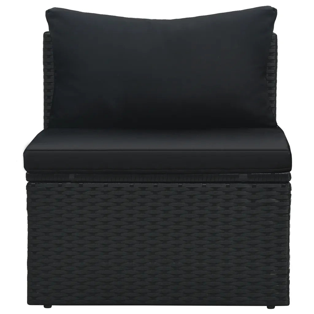 Set Divani da Giardino 6 pz con Cuscini in Polyrattan Nero 47809