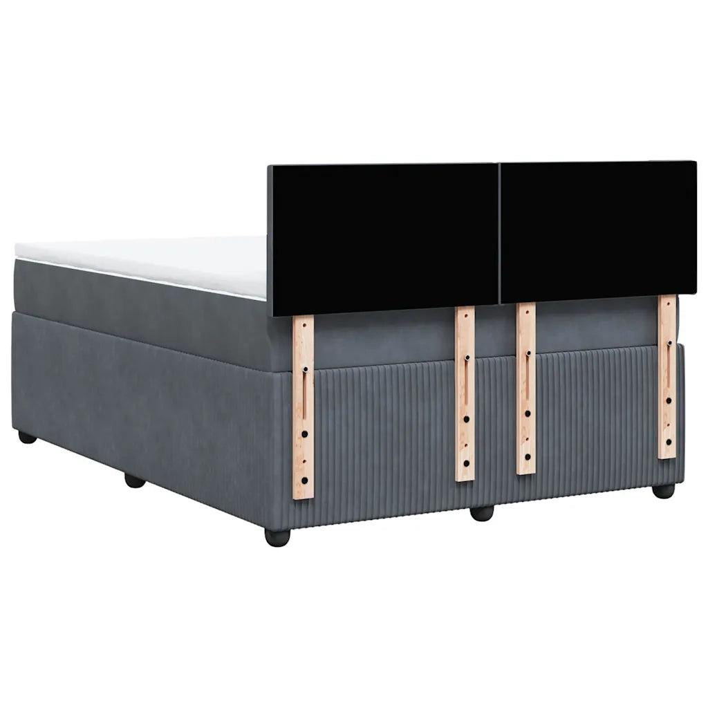 Giroletto a Molle con Materasso Grigio Scuro 140x190 cm Velluto 3290029
