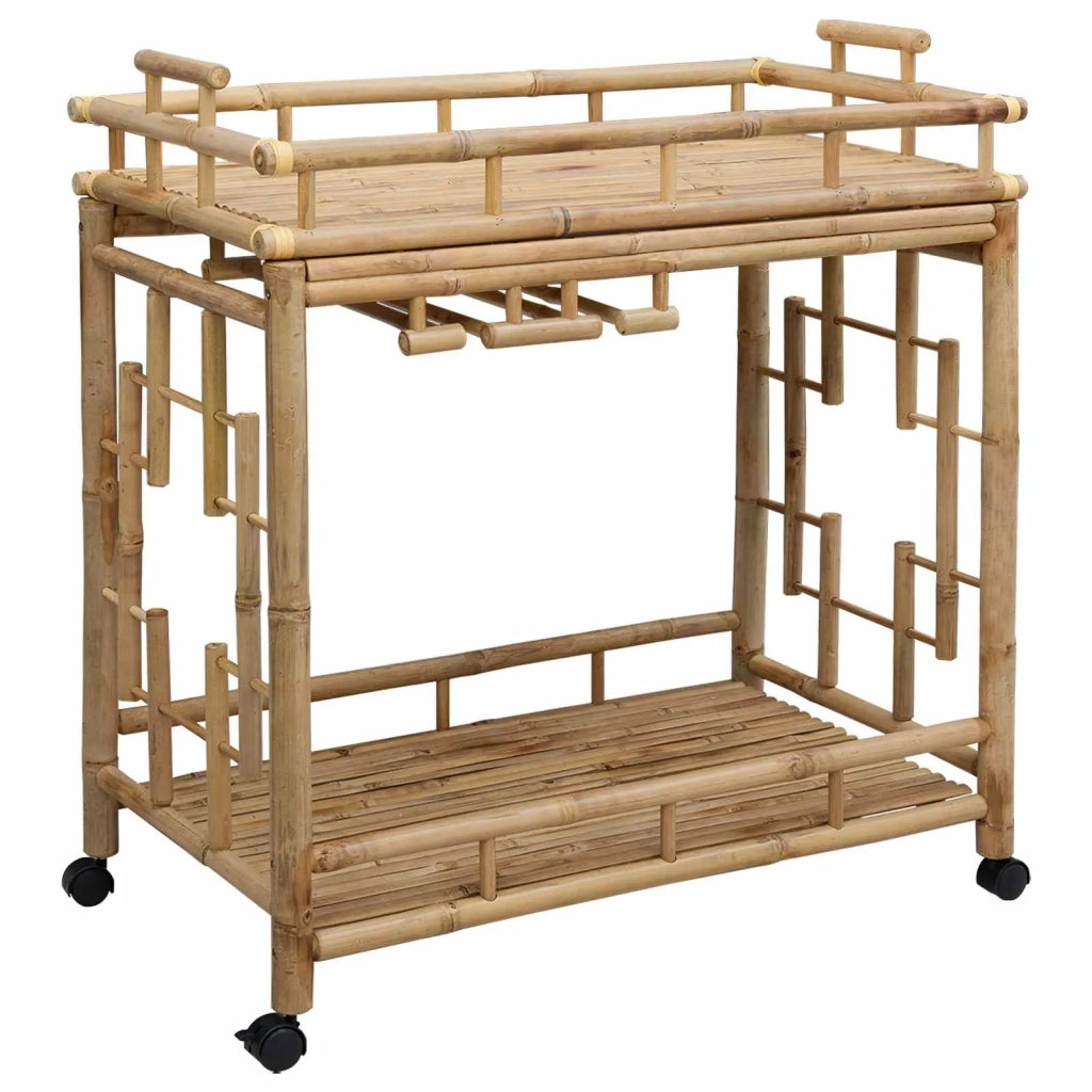 Carrello da vino con ruote Naturale 85 x 50 x 93 cm Bambù